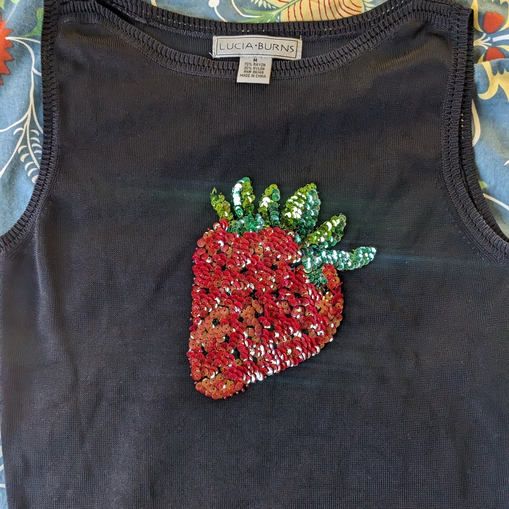 Vintage Y2K Sequin Strawberry Tank Top